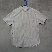 Old Navy Mens Dress Shirt XL White Gray Geometric Short Sleeve Button Up Casual - £15.05 GBP