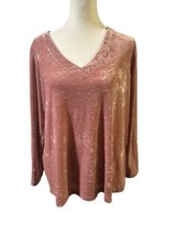 J. Jill Top Womens Size Small Petite Velvet Pink Soft Crushed Long Sleev... - $26.18