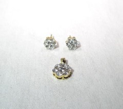 14K Yellow Gold Diamond Necklace Pendant &amp; Earrings Set 1.32 TCW K981 - £529.32 GBP