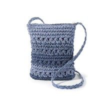 Blue Straw Crossbody Bag, Woven Summer Shoulder Purse with Zipper - $29.70