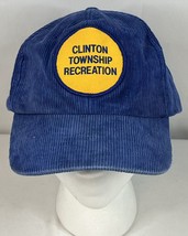 VTG Clinton Township Recreation Corduroy Cap Blue Yellow Patch Snapback. VG. - £19.35 GBP