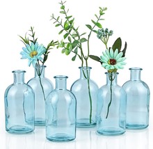 Mdluu 6-Pack Glass Bud Vase, Apothecary Bottle Vase, Decorative Glass, Blue - $37.99
