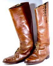 Vintage Women&#39;s Riding Boots, Cognac Leather, 1960&#39;s, Size 8, Wide Calf - £48.91 GBP