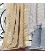 Sferra Vitta Honey Throw Blanket Fringed Basket Weave Cashmere Blend Ita... - $171.83 CAD
