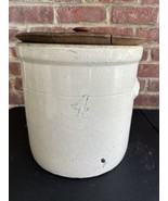 Antique 4 Gallon Robinson Ransbottom Stoneware Crock with Top &amp; Side Han... - $197.99