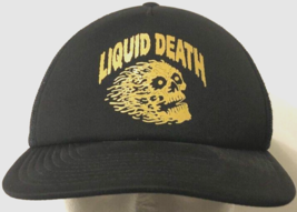 $15 Liquid Death Otto Black Gold Logo Mesh Snapback Trucker Hat Cap One Size - £10.02 GBP