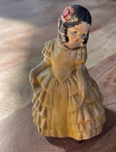 Coventry Country Chalkware Figurine Yellow  Victorian Dress 4” Tall - $224.32 MXN