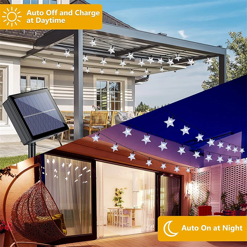 Solar String Lights LED  Lamp with 8 Modes Waterproof Solar Powered Patio Light  - £50.36 GBP