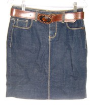 Apt. 9 Blue Jean Denim Skirt with 6&quot; slit in back Sz 4 - £21.57 GBP