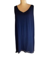 Tacera sleeveless vneck dress dark blue lined 3X knee length Lightweight Flowy - £7.78 GBP
