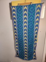 Vtg Abstract Swirls Stripes Beach Towel Blue Green Yellow Purple 57&quot; x 26-1/2&quot; - £17.12 GBP