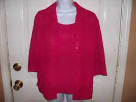 Notations Raspberry Layered 3/4 Sleeve Blouse Size M Petite Women&#39;s NEW - £17.80 GBP