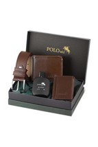 Boxed Classic Men&#39;s Wallet Belt Card Holder Perfume Set Brown - £34.36 GBP