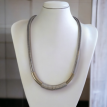 Vintage Freedom Silver Tone Statement Metal Bib Mesh Chain Necklace 20&quot; - £6.75 GBP