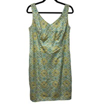 Escada ML Womens Vintage Blue Yellow Cotton Sheath Dress Size 42 US 10/12 - $87.12