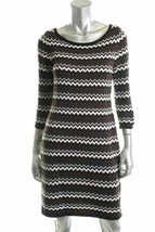 Calvin Klein Sweater Dress Large NWT  Black, Brown and White Chevron MSR... - $69.99+