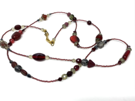 Artisan Red Long Beaded Fashion Necklace, 41 Inches - $208.28 MXN