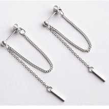 Flyleaf 925 Sterling Silver After Hanging Type Tassel Strip Stud Earrings For Wo - £8.20 GBP