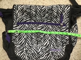 Jansport  messenger Zebra Print Laptop Tote Bag cross body Black And White - $22.75