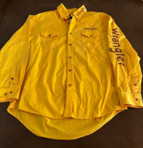Wrangler Western Shirt Men&#39;s Large Gold Embroidered Logo Long Sleeve Cotton - $29.52