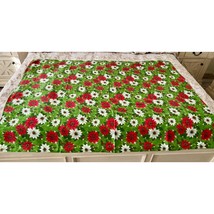 Vintage Christmas Poinsettia Tablecloth Rectangular - $24.74