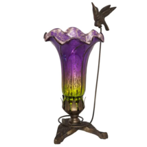 10.25&quot;H Hand Blown Mercury Glass Hummingbird Lily Lamp - £47.86 GBP