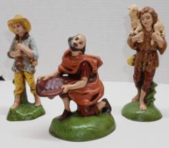3 Nativity Shepherd Villager Figurines Hand Painted Ceramic VTG Atlantic Mold - £15.89 GBP