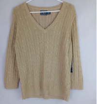 NWT American Eagle Gold Metallic Cable Knit Sweater Size XL - £15.32 GBP