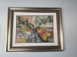 Katya Held &quot;Flower market along the Seine&quot; original Oil painting Framed - £1,184.30 GBP