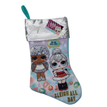 NWT LOL Surprise Dolls Christmas Stocking 16in Blue Silver Sequin Sleigh... - £9.34 GBP