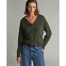 Everlane The Cashmere Polo Sweater Long Sleeve Pullover Olive Green L - £77.03 GBP