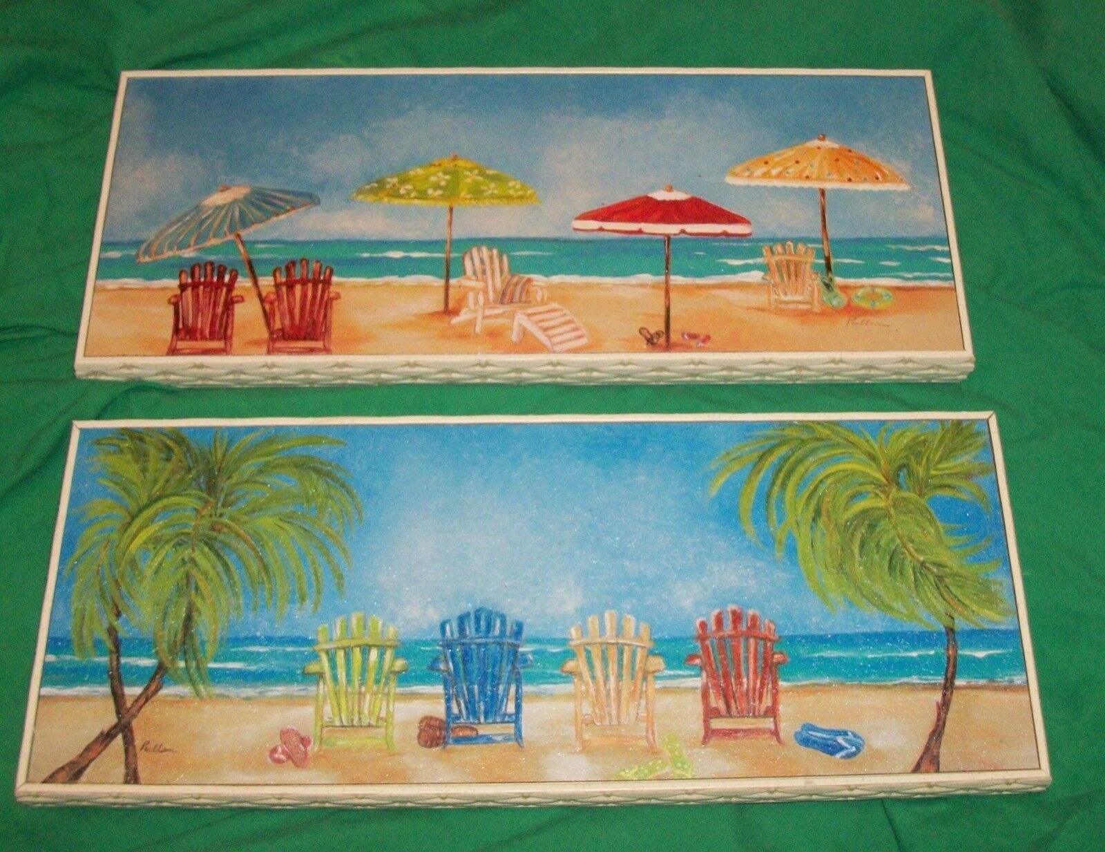Primary image for PULLEN ART OIL PAINTING TROPICAL DECOR WATER FRONT SANDY BEACH PARADISE CABANA