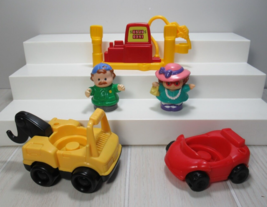 Fisher Price Little People Car woman yellow tow truck gas pump fence mec... - £9.37 GBP