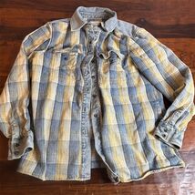 Cleo + Wolf Shacket Womens M Plaid Flannel Snap Front Denim Yoke Western - $43.56
