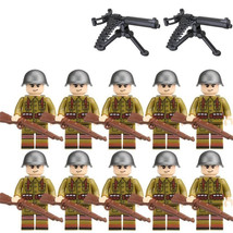 10pcs WW1 Polish Soldiers Minifigure with Rifles &amp; 2 Maxim Guns - £14.84 GBP