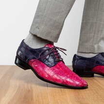 Pissa Genuine Caiman Lizard Patchwork Derby Shoe Pink/Purple image 10