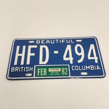 Beautiful British Columbia License Plate HFD 494 Feb 1982 Blue White BC - $19.34