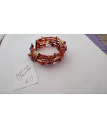 Wire beaded bangle multi color elastic stretch costume bracelet handmade - £7.03 GBP