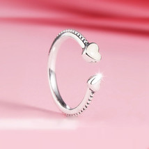 925 Sterling Silver Hearts of Love with Silver Enamel Ring For Women  - $17.99