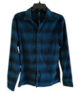 Lululemon Commission Shirt Mens M Blue Black Stripes Button Up Casual Pr... - $67.68 CAD
