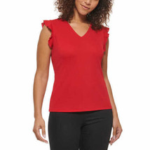 Andrew Marc Womens Ruffle Sleeve Blouse, Small, Red - £31.60 GBP