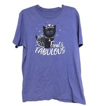 Bella Canvas Feral &amp; Fabulous Lavender Black Cat Kitten Queen Tutu T Shirt Sz L - £10.16 GBP