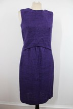 Vtg 60s Alison Ayres 12 Purple Nubby Woven Fabric Sheath Dress Pockets - £34.38 GBP