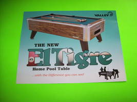 Valley The New El Tigre Home Pool Tables Original Sales Flyer Vintage Retro - £14.95 GBP