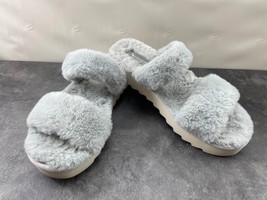 Koolaburra by Ugg Slippers Women 9 M Fuzzy Shoes Gray Fur Strap Slip On ... - $27.54