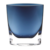 8 Mouth Blown Glass European Made Midnight Blue Pocket Shaped Vase - £115.05 GBP