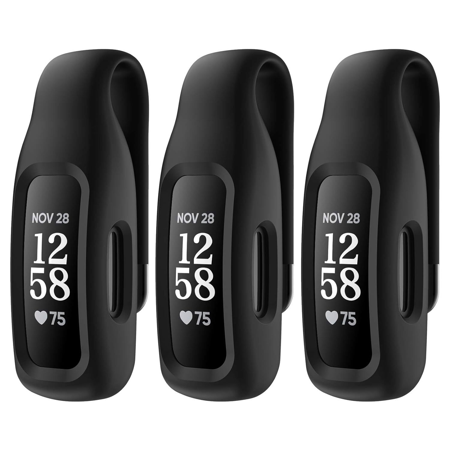 Primary image for 3-Pack Clip Case Accessory For Fitbit Inspire 3/Inspire 2, Black+Black+Black (No