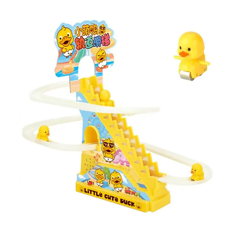 Duck Climbing Stairs Toy Abs Safe Climb Stairs Toy Electric Slide Roller Coaster - £14.60 GBP