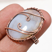Blue Opal Gemstone Handmade Fashion Copper Wire Wrap Ring Jewelry 6&quot; SA 378 - £3.97 GBP