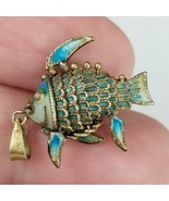 VTG Silver - blue JAPANESE Articulated Enamel Koi Fish Necklace Pendant ... - $39.99